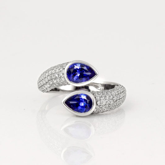 Tanzanite Bypass Ring with Diamonds