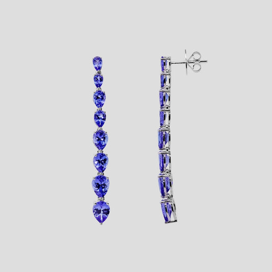 Tanzanite Pear Drop Dangler Earrings in 18k Gold
