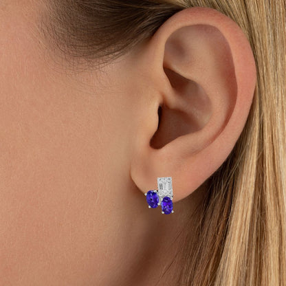 Daily Wear Tanzanite & Diamond Studs in 18k Gold