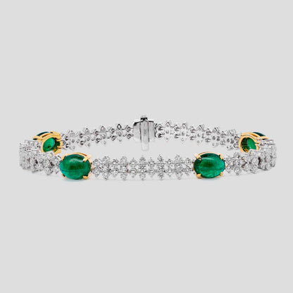 Bridal Emerald and Diamond Bracelet
