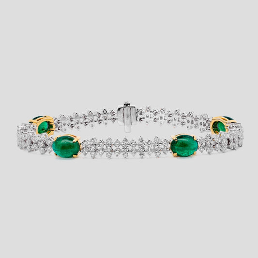 Bridal Emerald and Diamond Bracelet