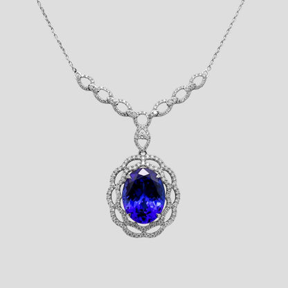 Bold and Beautiful Tanzanite & Diamond Necklace in 18k Gold