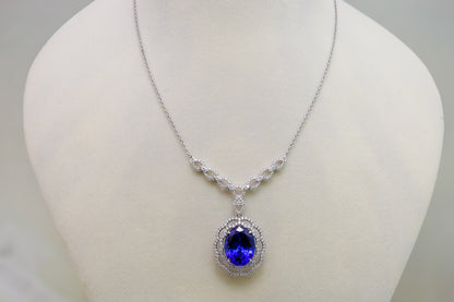 Bold and Beautiful Tanzanite & Diamond Necklace in 18k Gold