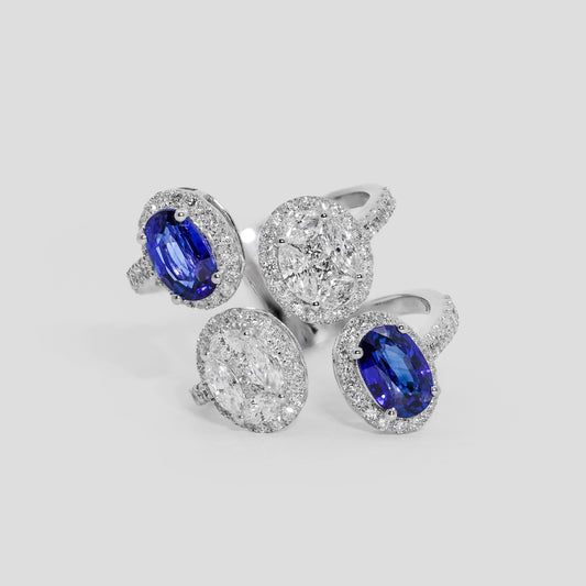 Ecstasy Blue Sapphire Diamond Ring
