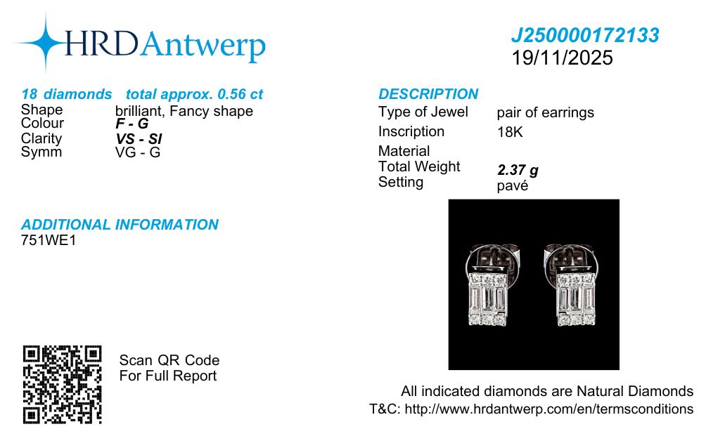 Elegant Baguette Diamond Stud Earrings in 18k Gold