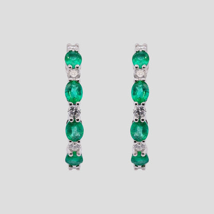 Single Line Emerald & Diamond Danglers in 18k Gold
