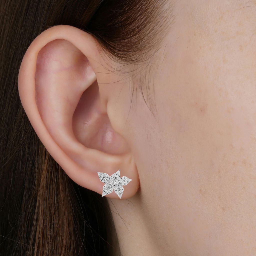 Butterfly Inspired Diamond Stud Earrings in 18k Gold