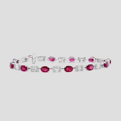 Ruby with Fancy Diamonds Tennis Bracelet