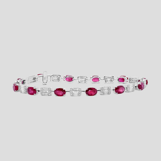 Ruby with Fancy Diamonds Tennis Bracelet