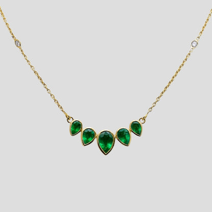 Emerald Diamond Tanmaniya Pendant with Chain (Adjustable) in 18k Gold