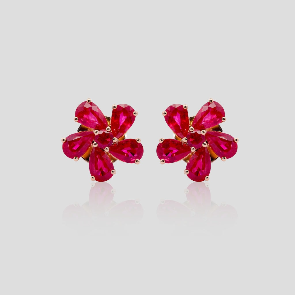 Ruby Floral Earring Stud Earrings