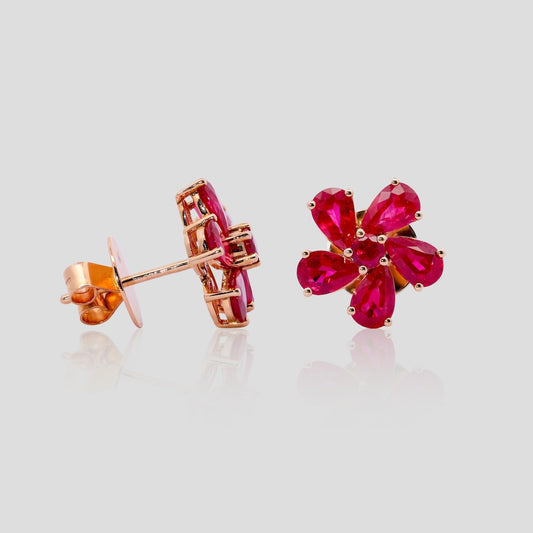 Ruby Floral Earring Stud Earrings