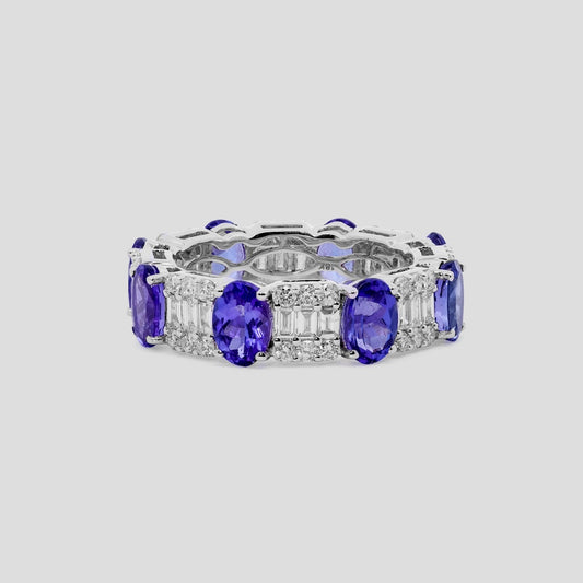 Tanzanite Diamond Eternity Band Ring