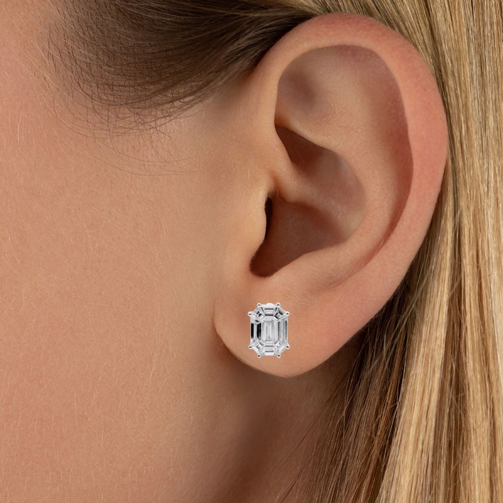 Fancy Piecut Diamond Stud Earrings in 18k Gold