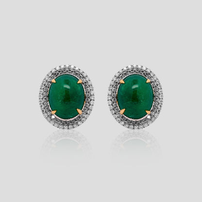 Cocktail Emerald and Diamond Stud Earrings