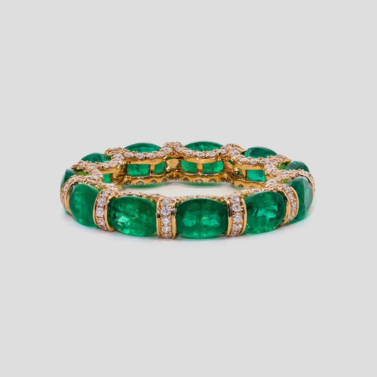 Emerald Eternity Ring Band with Diamond