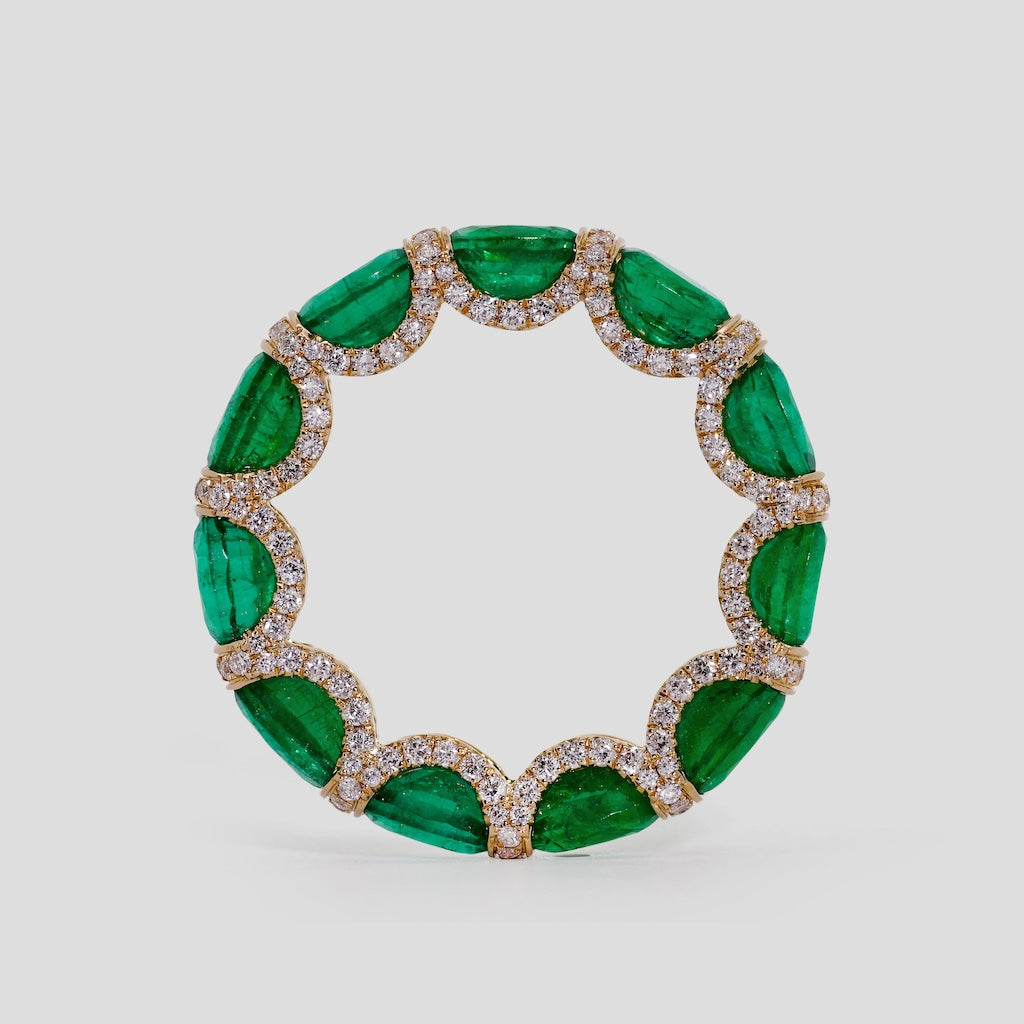 Emerald Eternity Ring Band with Diamond