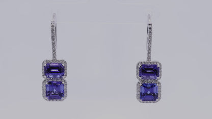 Tanzanite Octagon & Diamond Earrings in 18k Gold
