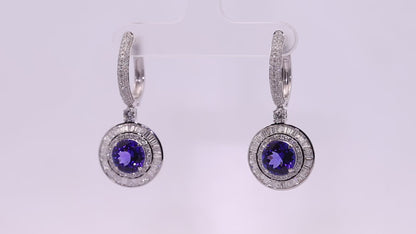Mesmerizing Tanzanite & Diamond Hoops in 18k Gold