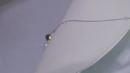 Art Deco Emerald & Diamond Pendant with Chain (Adjustable) in 18k Gold