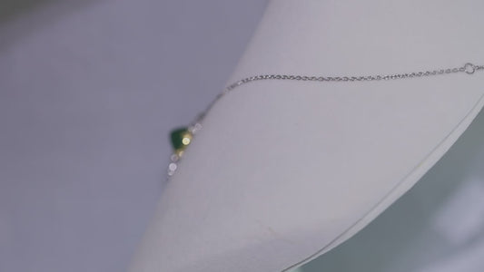 Art Deco Emerald & Diamond Pendant with Chain (Adjustable) in 18k Gold