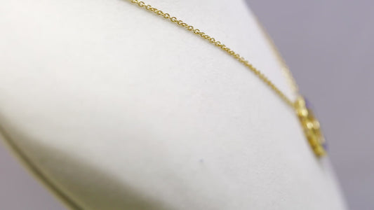 Tanzanite Circle Pendant with Chain (Adjustable) in 18k Gold