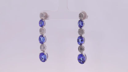Classic Beauty Tanzanite & Diamond Danglers in 18k Gold