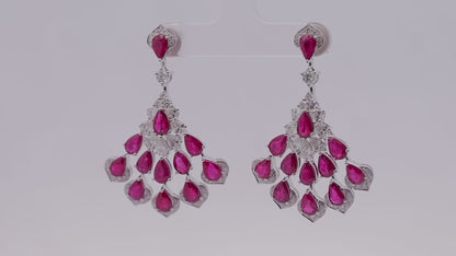 Wings on Fire Ruby & Diamond Danglers in 18k Gold