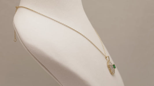 Evergreen Emerald & Diamond Chain Pendant (Adjustable) in 18k Gold