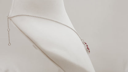 Floral Ruby & Diamond Pendant with Chain (Adjustable) in 18k Gold