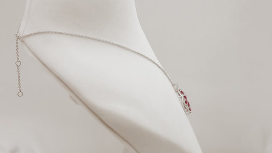 Floral Ruby & Diamond Pendant with Chain (Adjustable) in 18k Gold